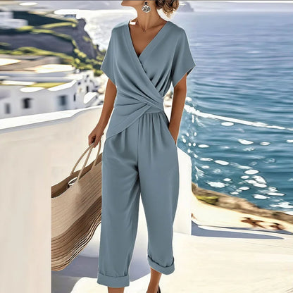 Viora - Soft-Touch Wrap Two-Piece Set - Beige