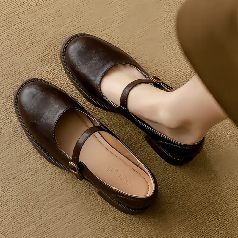 Arlet - Polished Mary Jane Shoes - Brown