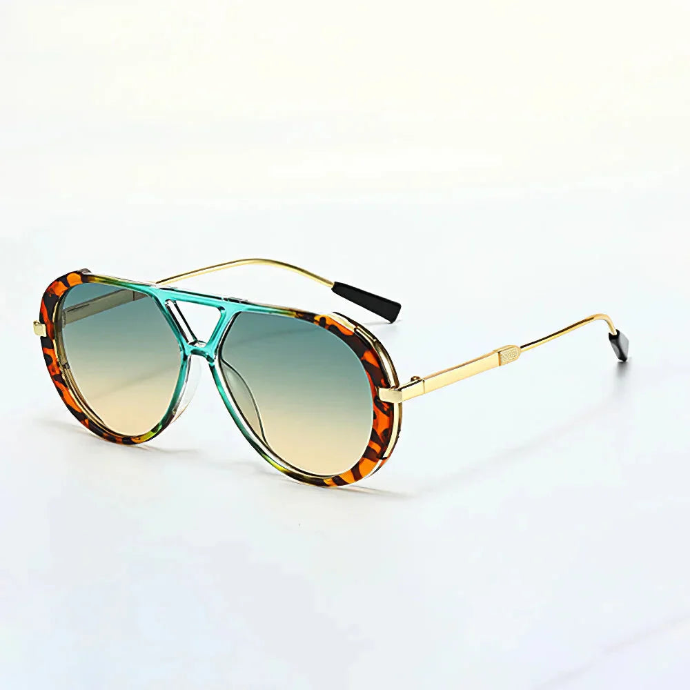 Cosette - Sleek Aviator Sunglasses - Turquoise