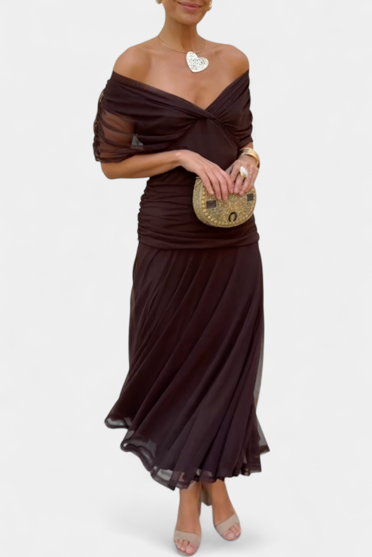Tamsyn - Soft-Touch Floral Maxi Dress - Brown