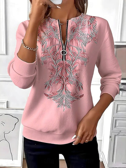 Zynara - Soft-Touch Zip-Neck Sweater - Blue