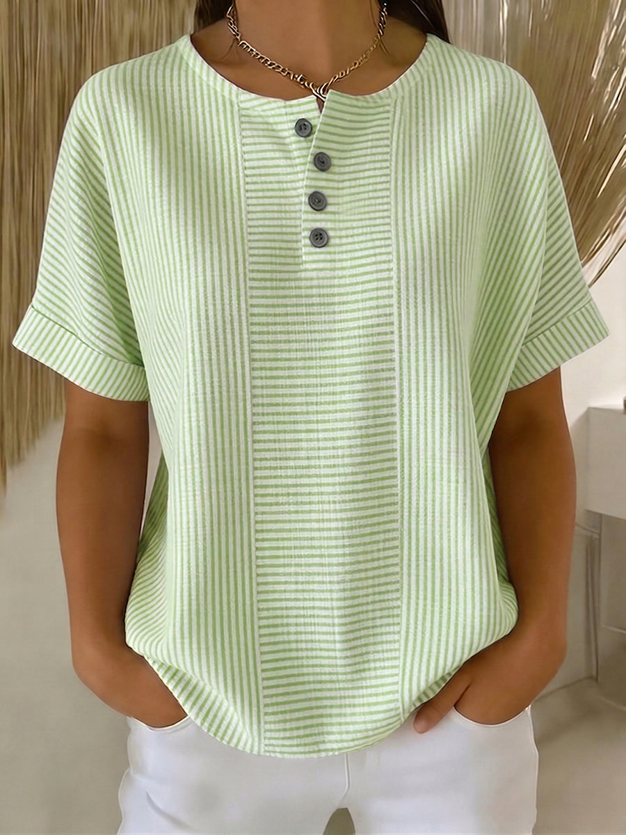 Lavinia - Colorfast Striped Blouse - Navy