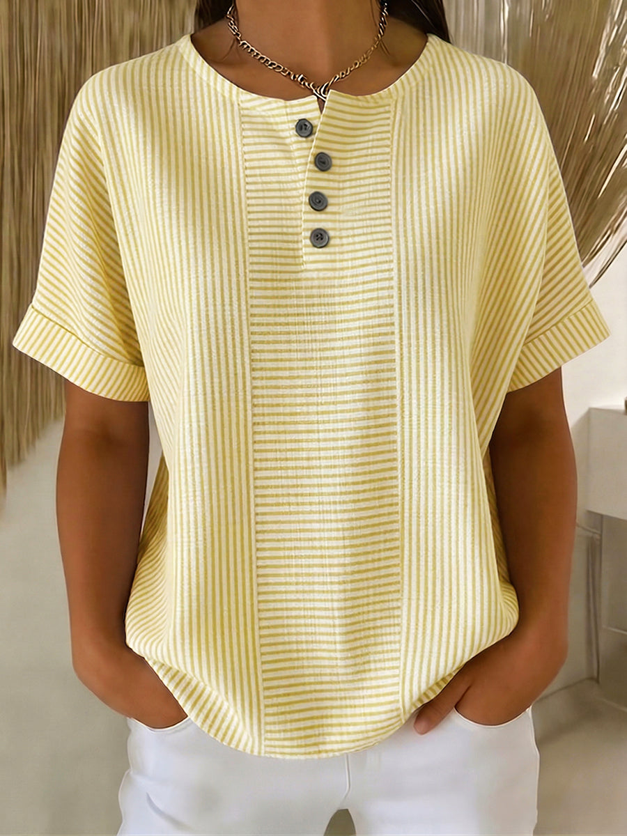 Lavinia - Colorfast Striped Blouse - Navy