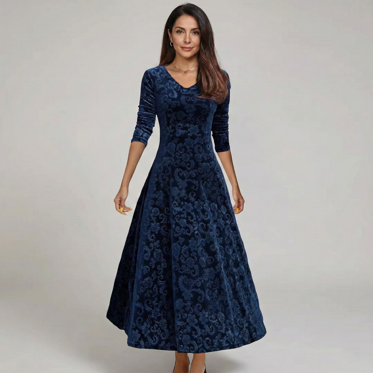 Orliya - Luxe Soft-Touch Evening Dress - Blue