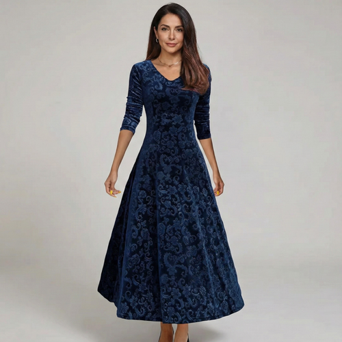Orliya - Luxe Soft-Touch Evening Dress - Blue