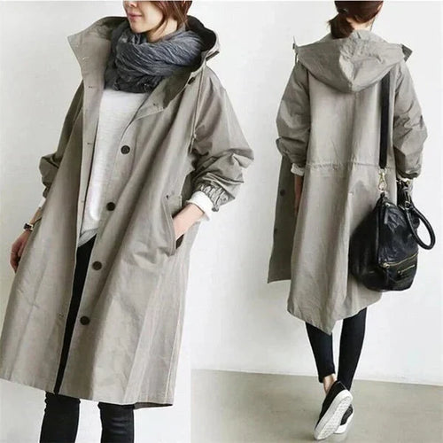 Lyonesse - Water-Resistant Oversized Trench Coat - Light Grey