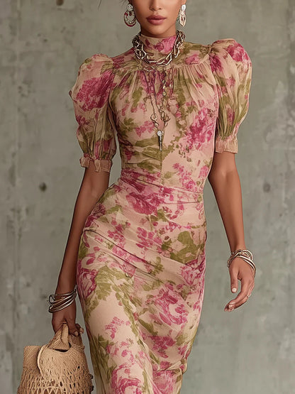 Calia - Soft-Touch Floral Mermaid Dress - Pink