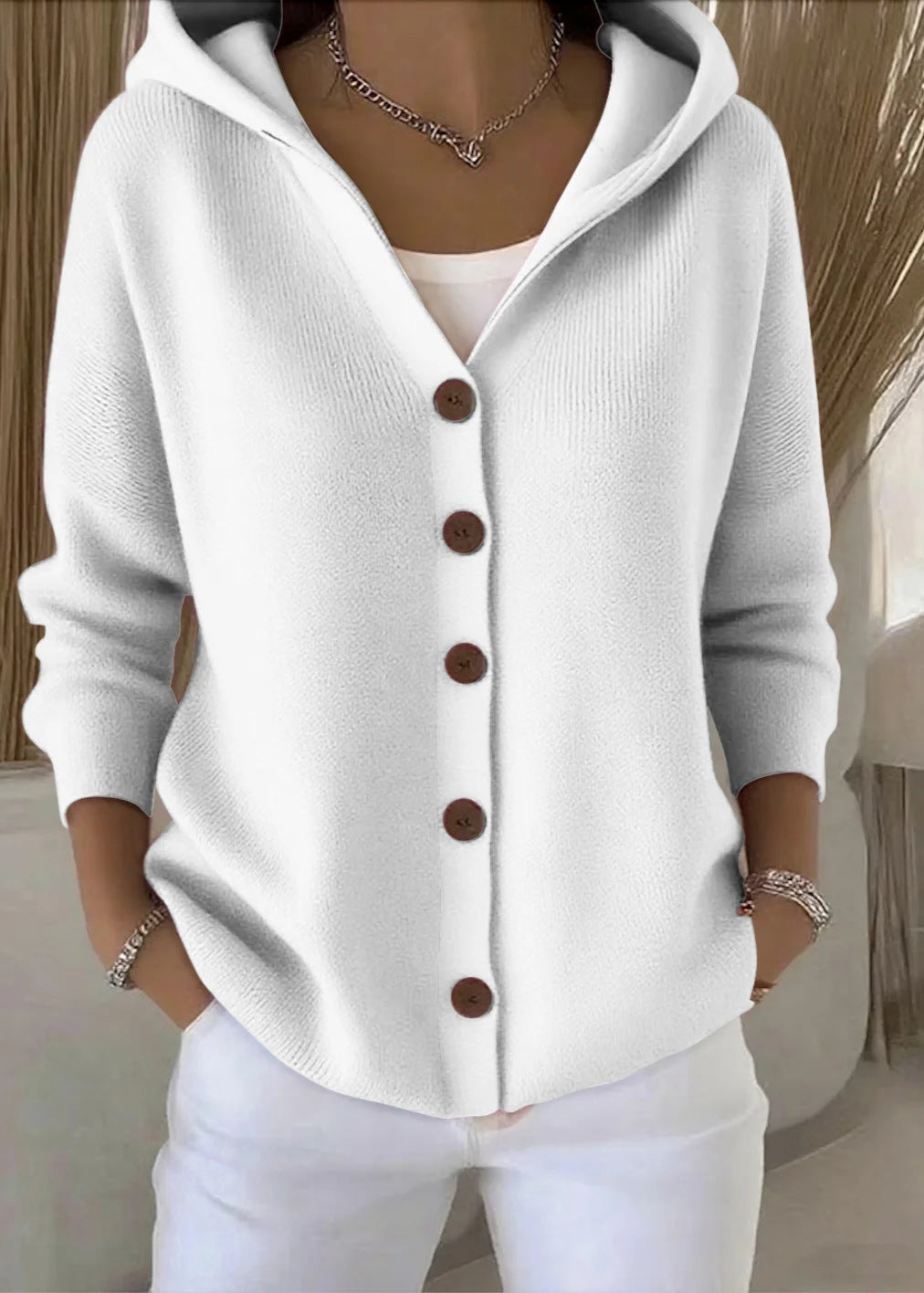 Alsira - Soft-Touch Hooded Cardigan - Pink