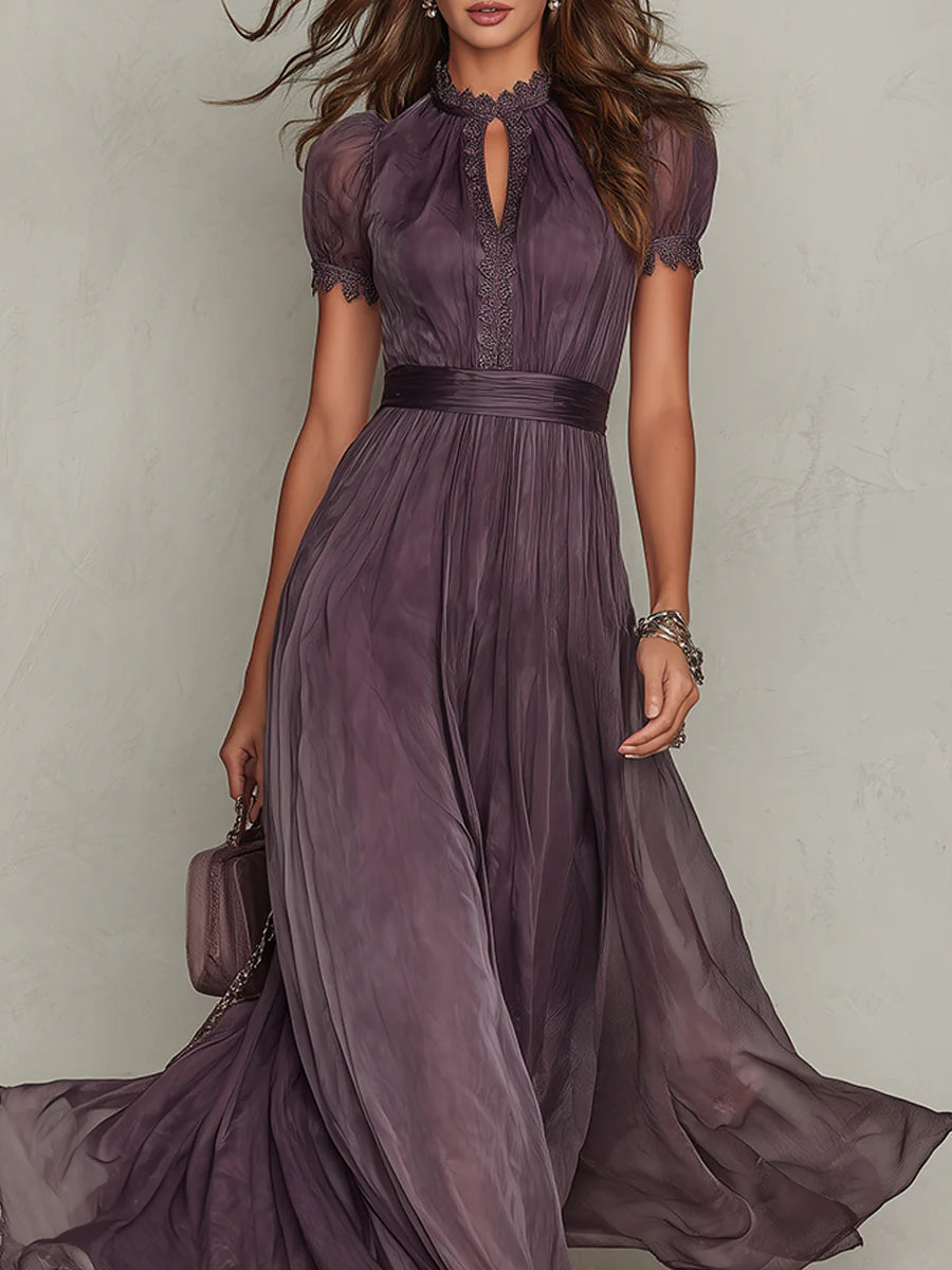 Jacinda - Ethereal Keyhole Maxi Dress - Violet