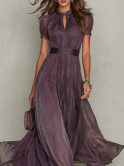 Jacinda - Ethereal Keyhole Maxi Dress - Violet