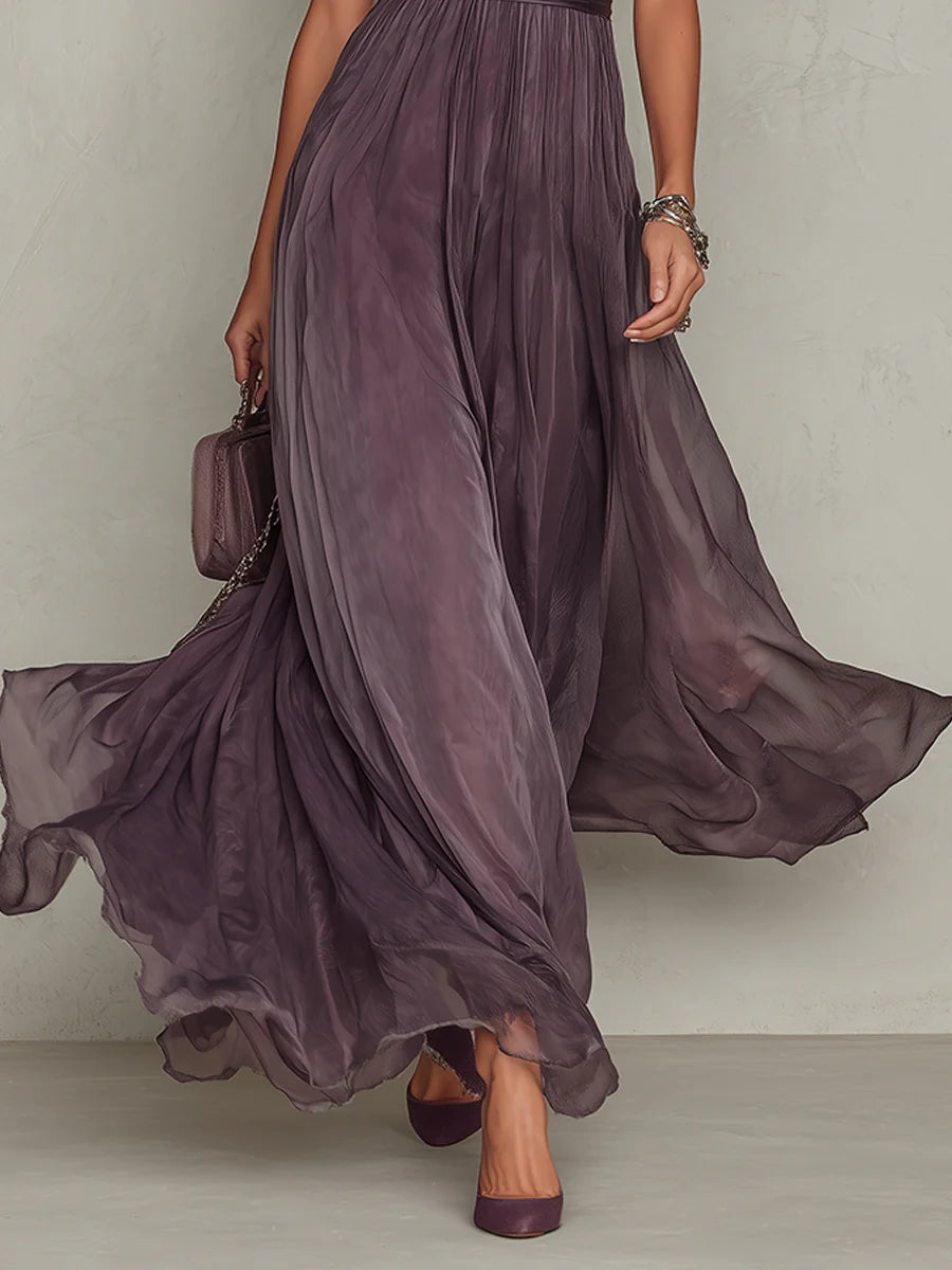 Jacinda - Ethereal Keyhole Maxi Dress - Violet