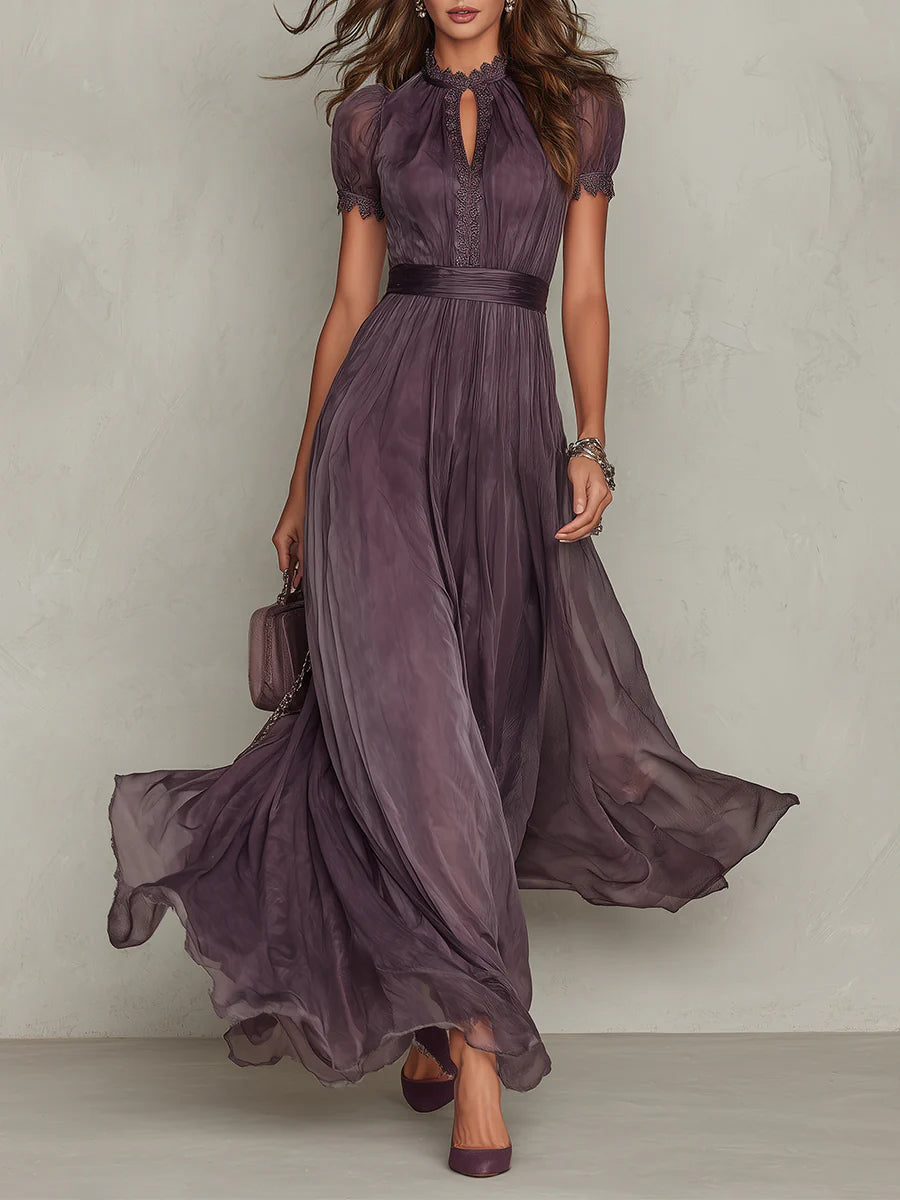Jacinda - Ethereal Keyhole Maxi Dress - Violet