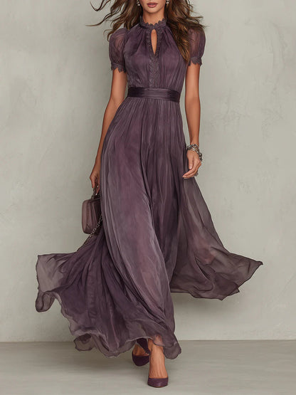 Jacinda - Ethereal Keyhole Maxi Dress - Violet