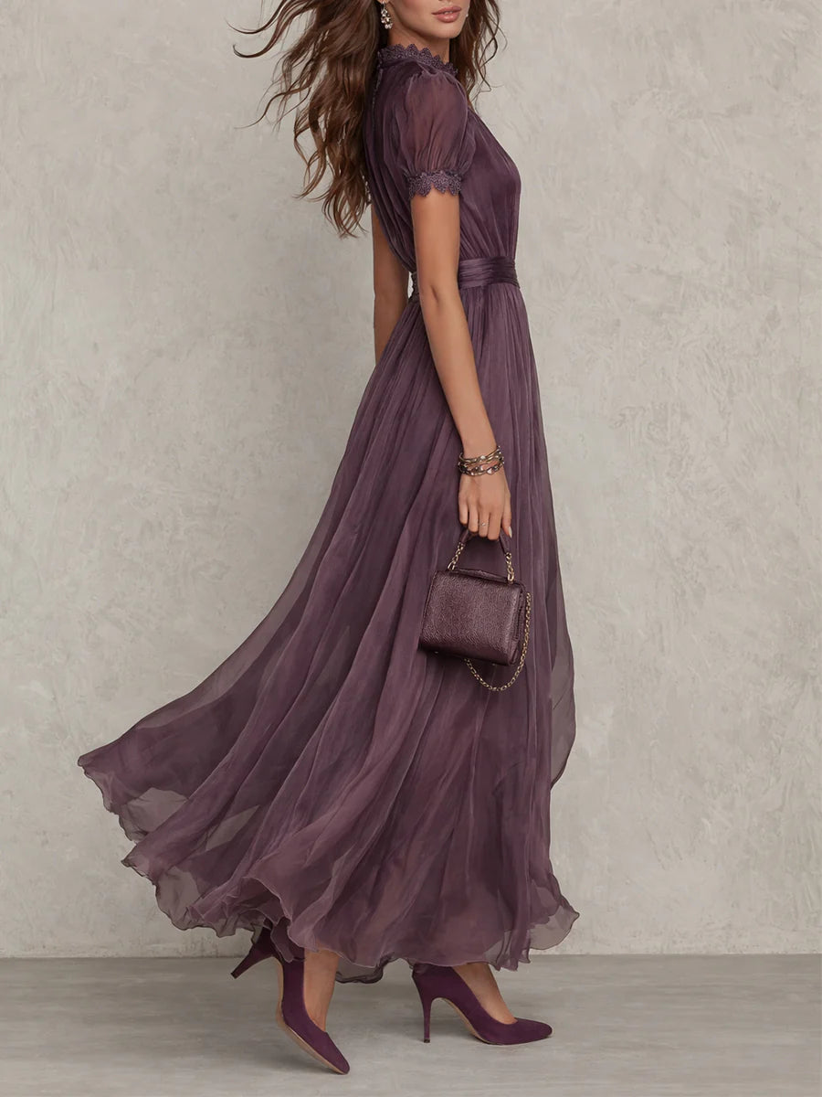 Jacinda - Ethereal Keyhole Maxi Dress - Violet