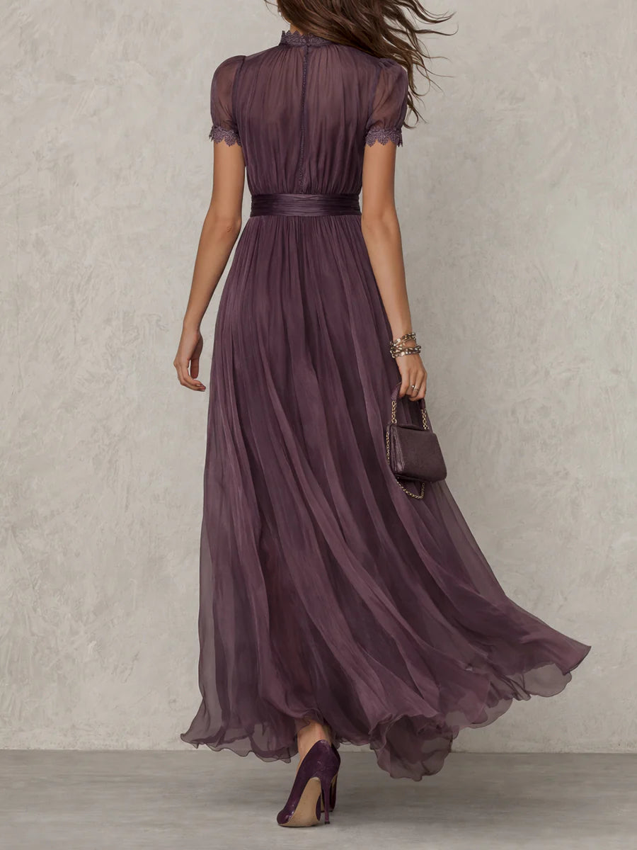 Jacinda - Ethereal Keyhole Maxi Dress - Violet