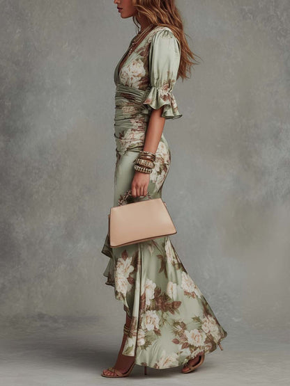 Jamie - Soft-Touch Floral Dress - Green