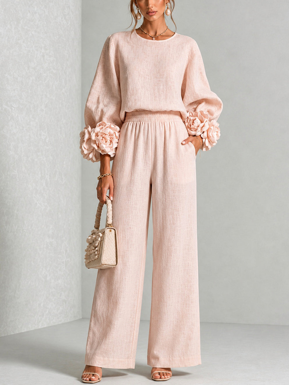 Alouenne - Airy Linen Two-Piece Set - Floral