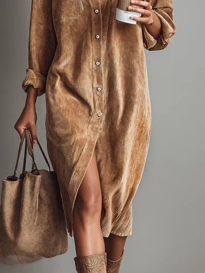 Adara - Soft-Touch Midi Dress - Brown