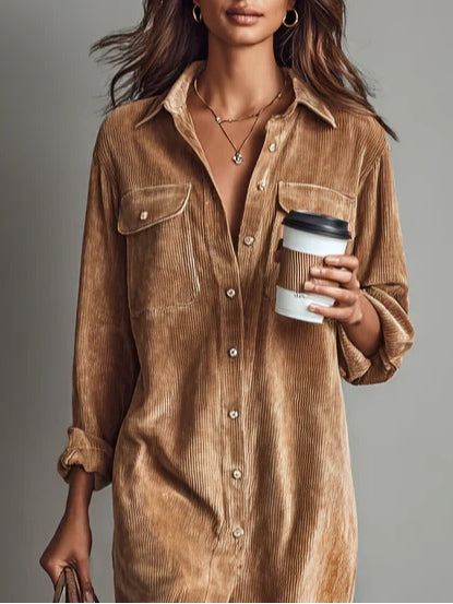 Adara - Soft-Touch Midi Dress - Brown