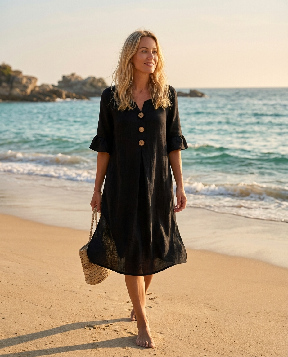 Kallista - Breezy Linen Dress - White