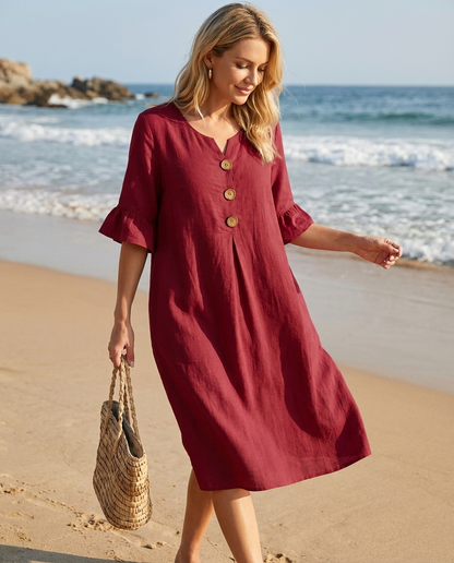 Kallista - Breezy Linen Dress - Black