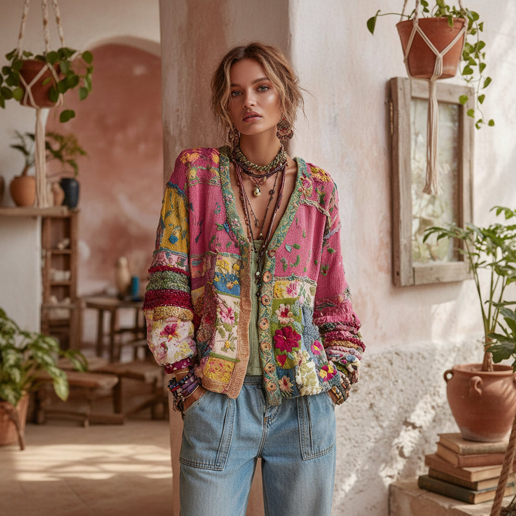 Galissa - Soft-Touch V-Neck Cardigan - Pink