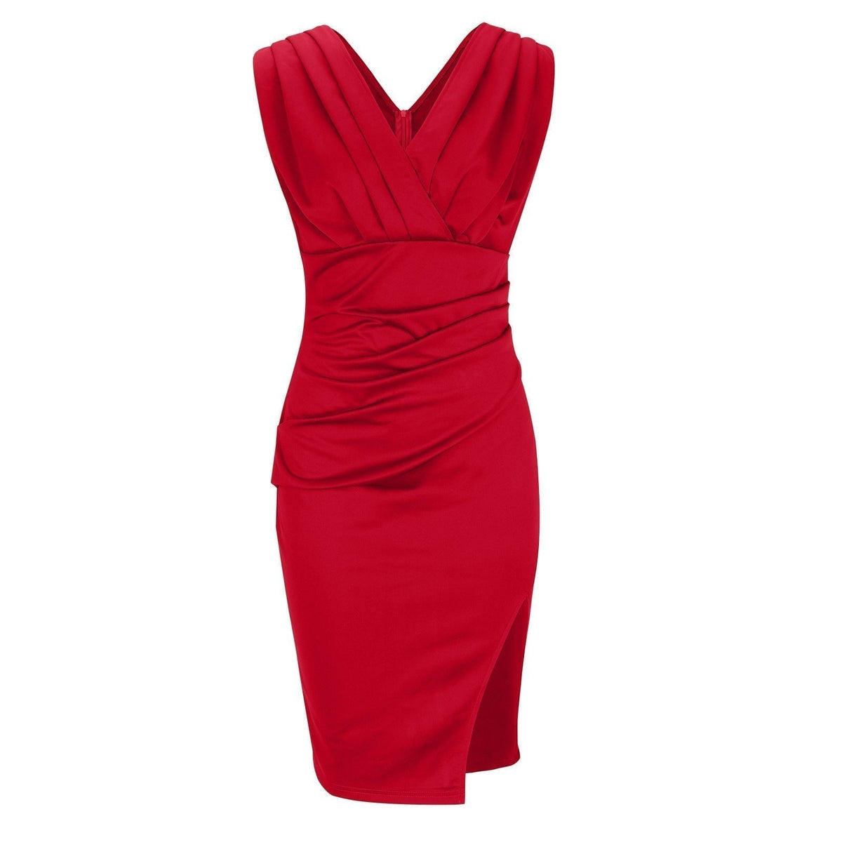 Kaela - Fitted Draped Midi Dress - Blue