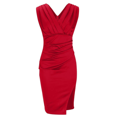 Kaela - Fitted Draped Midi Dress - Blue