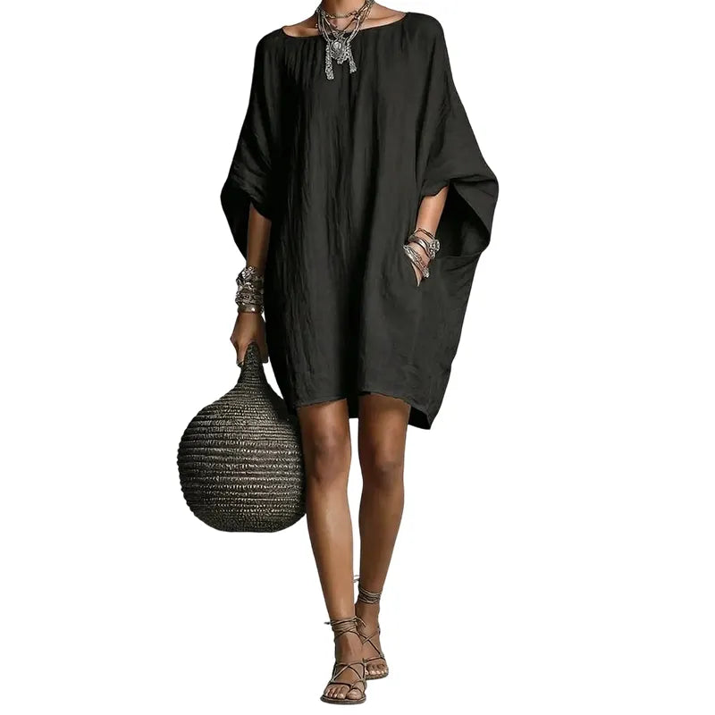 Sabina - Soft-Touch Off-Shoulder Midi Dress - Black