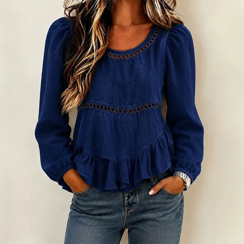 Genevelle - Soft-Touch Ruffled Blouse - Pink