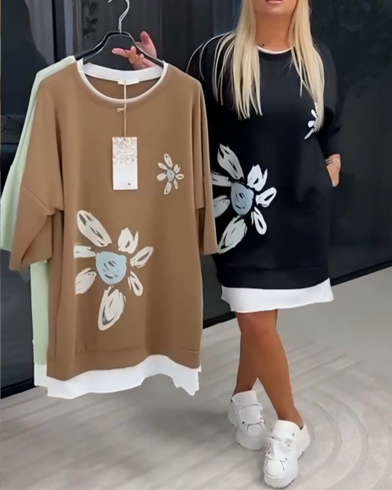 Helia - Soft-Touch Sweatshirt Dress - Black