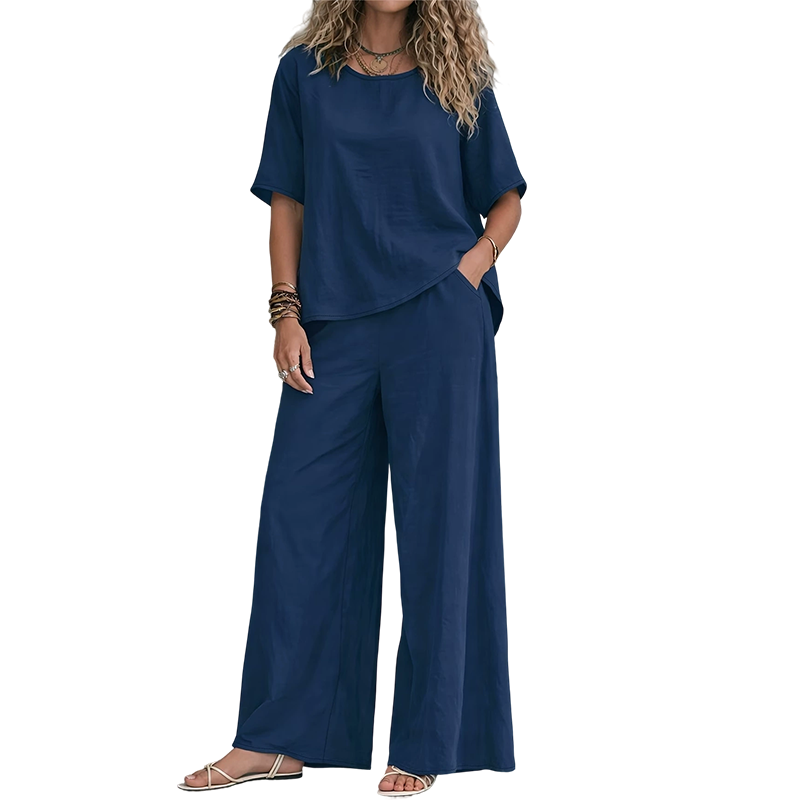 Annavie - Breathable Linen Two-Piece Set - Yellow