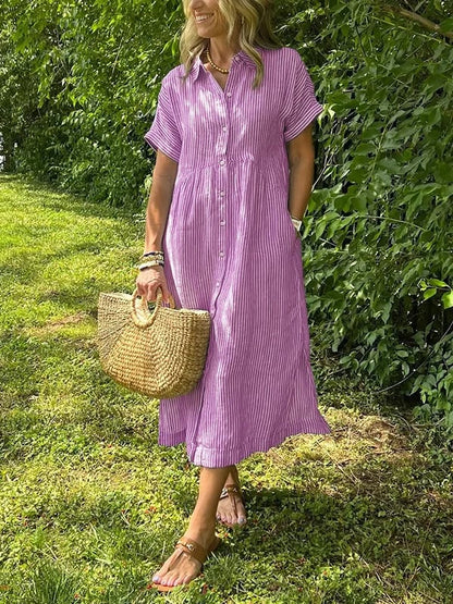 Lumae - Soft-Touch Maxi Shirt Dress - Blue