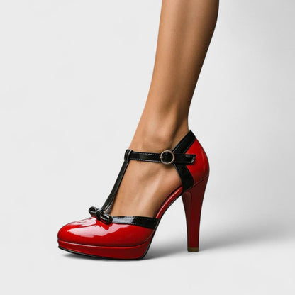 Velena - T-Strap Platform Heels - Pink