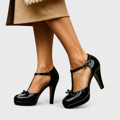 Velena - T-Strap Platform Heels - Pink