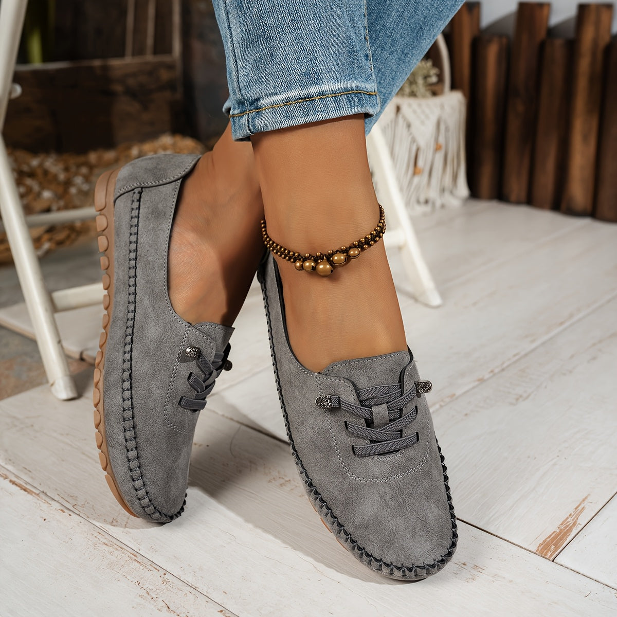 Oline - Cushioned Slip-On Shoes - Grey