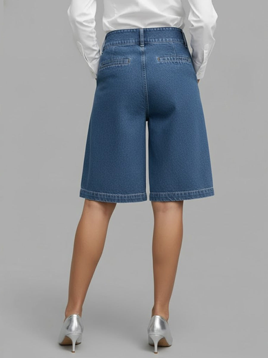 Berenice - Denim Wrap Skort - Navy Blue