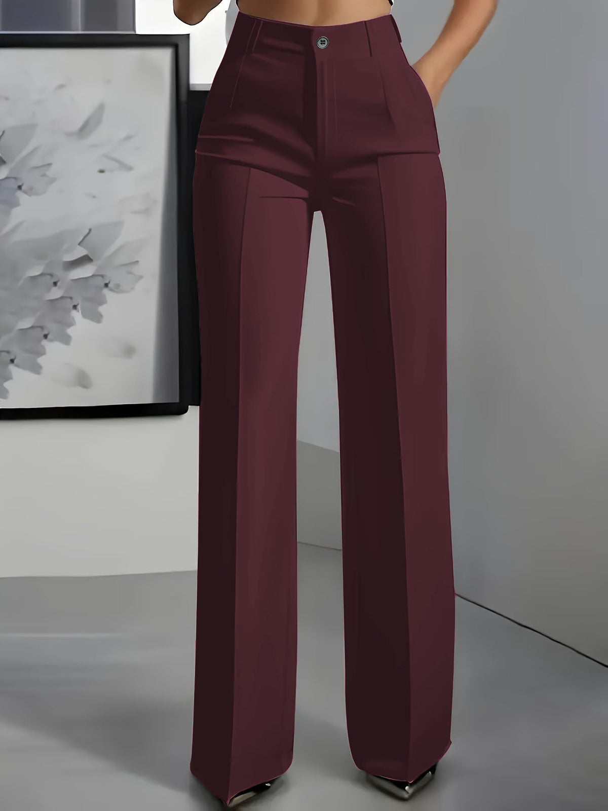 Orelisse - High Waisted Wide Leg Trousers - White