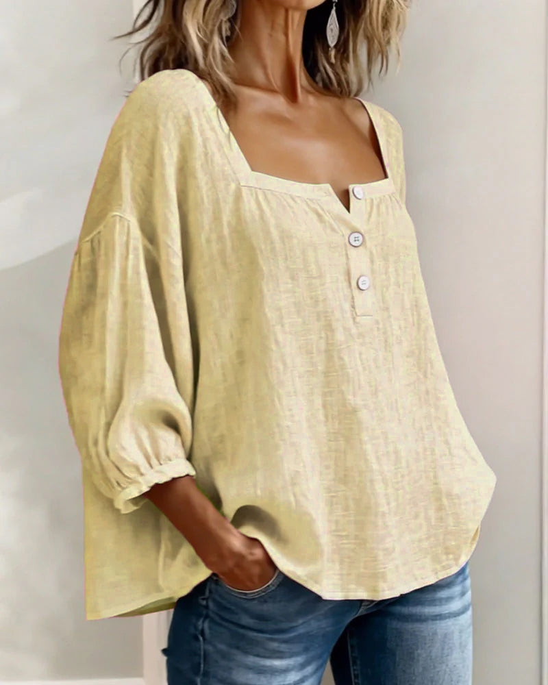 Zoya - Breezy Linen Blouse - Blue