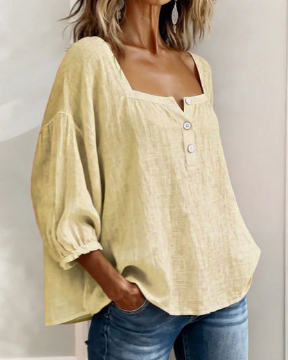 Zoya - Breezy Linen Blouse - Blue