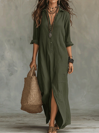 Blythe - Breezy Linen Maxi Dress - Black
