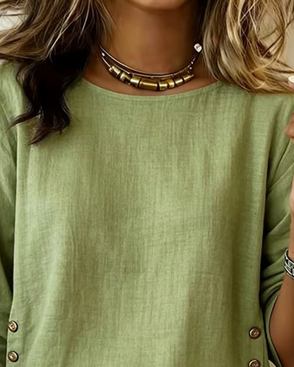 Veyanna - Soft-Touch Long-Sleeve Blouse - Green