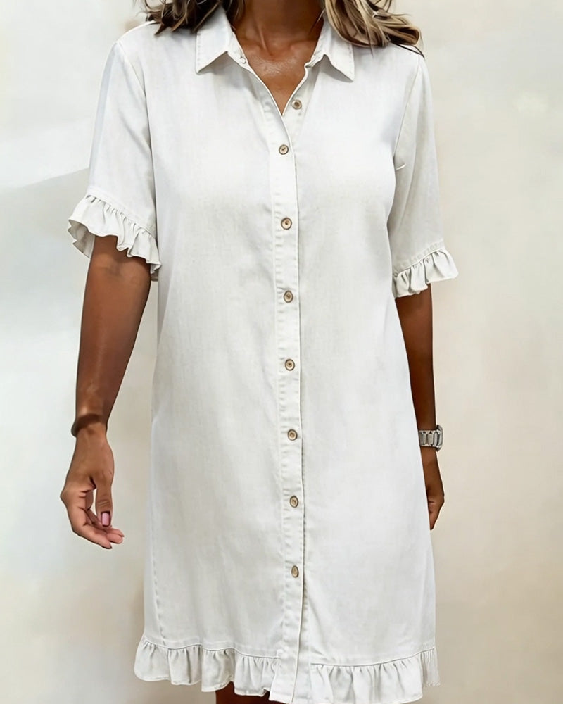 Kirella - Button Front Shirt Dress - Black