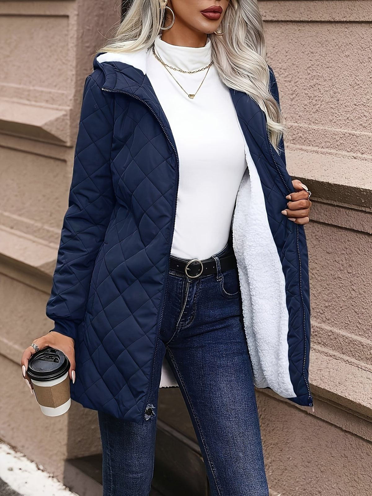 Telya - Insulated Quilted Jacket - Navy Blue
