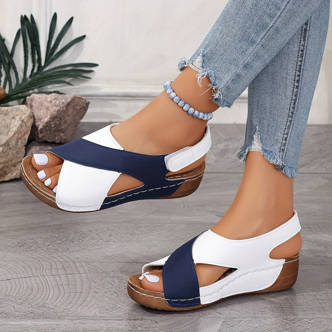 Gela - Open-Toe Comfort Sandals - Black and White
