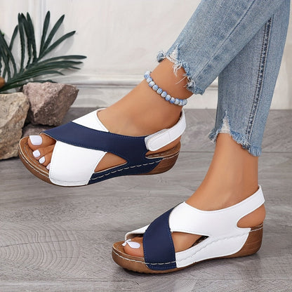 Gela - Open-Toe Comfort Sandals - Black and White