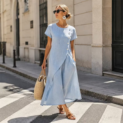 Hestelle - Refined Summer Dress - Beige