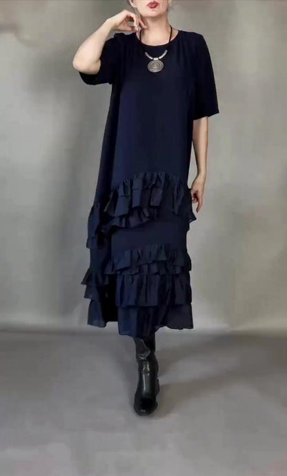 Elena - Soft-Touch Tiered Maxi Dress - Black