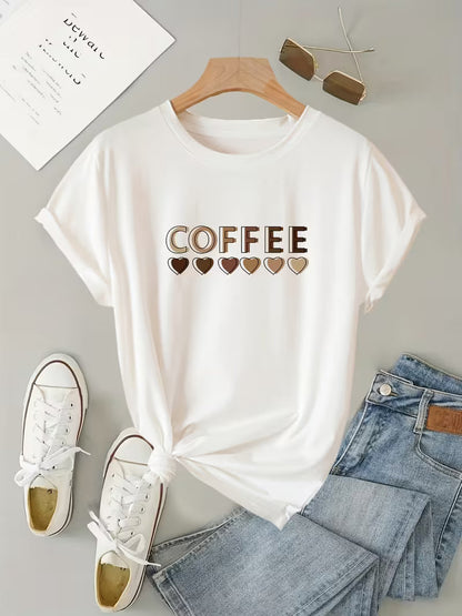 Sarai - Coffee Heart Graphic T-Shirt - Taupe