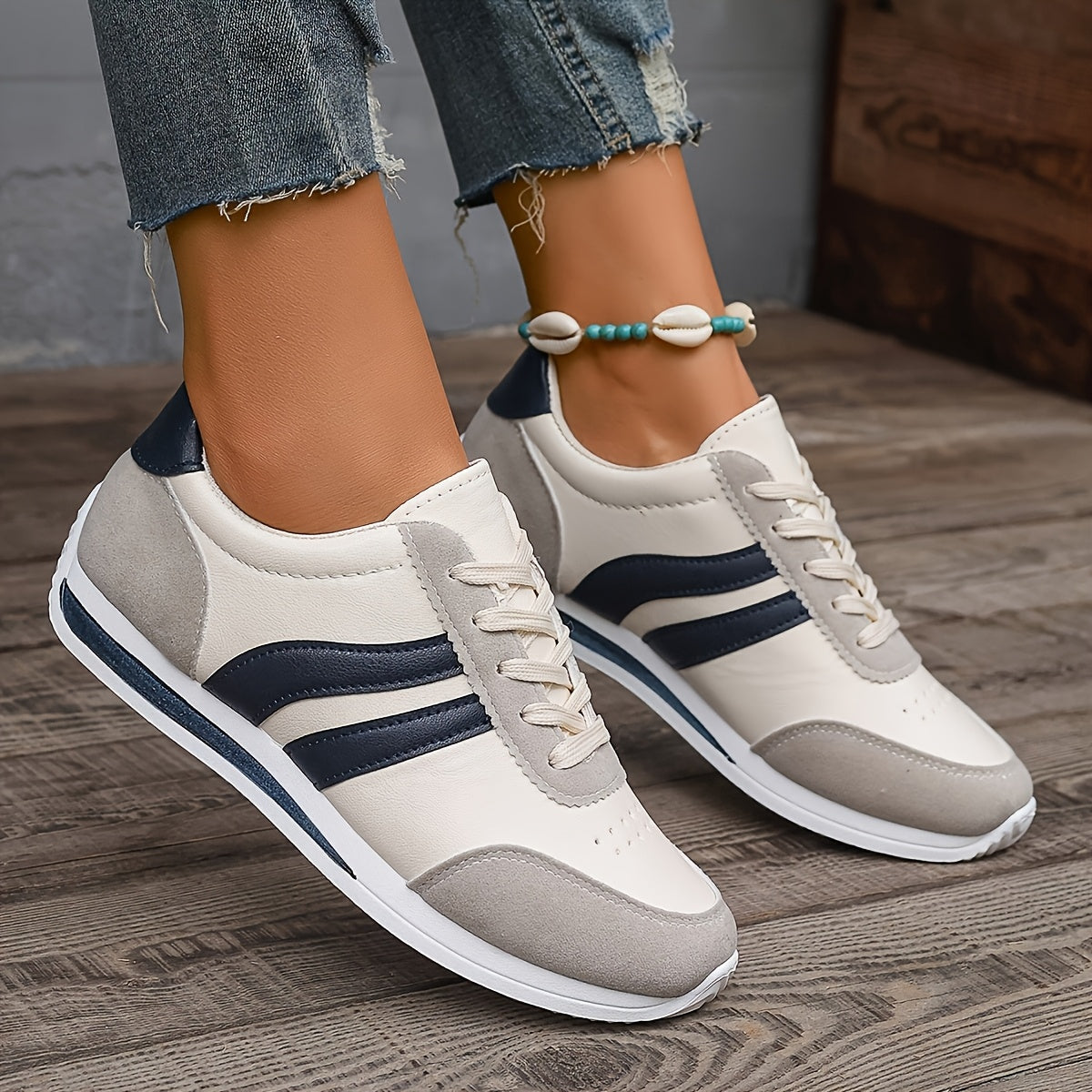 Eirene - Lace-Up Casual Sneakers - White